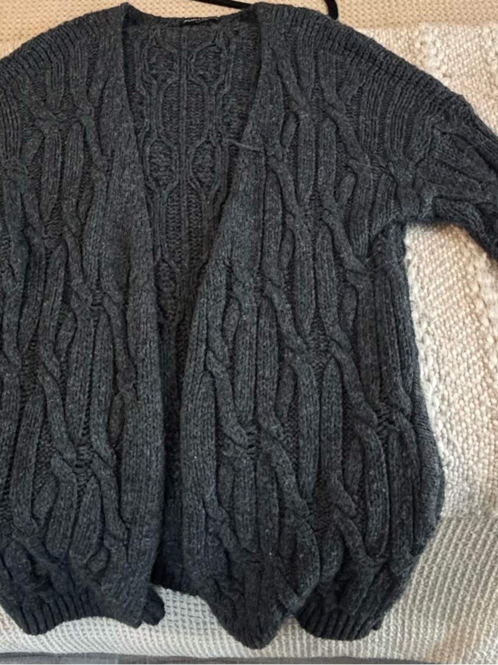 Brandy Melville Dark Gray Cable Knit Open Cardigan